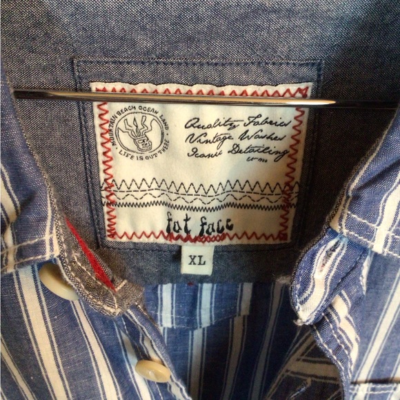 Fat Face men’s XL cotton/ Linen striped button down shirt . - Picture 2 of 8